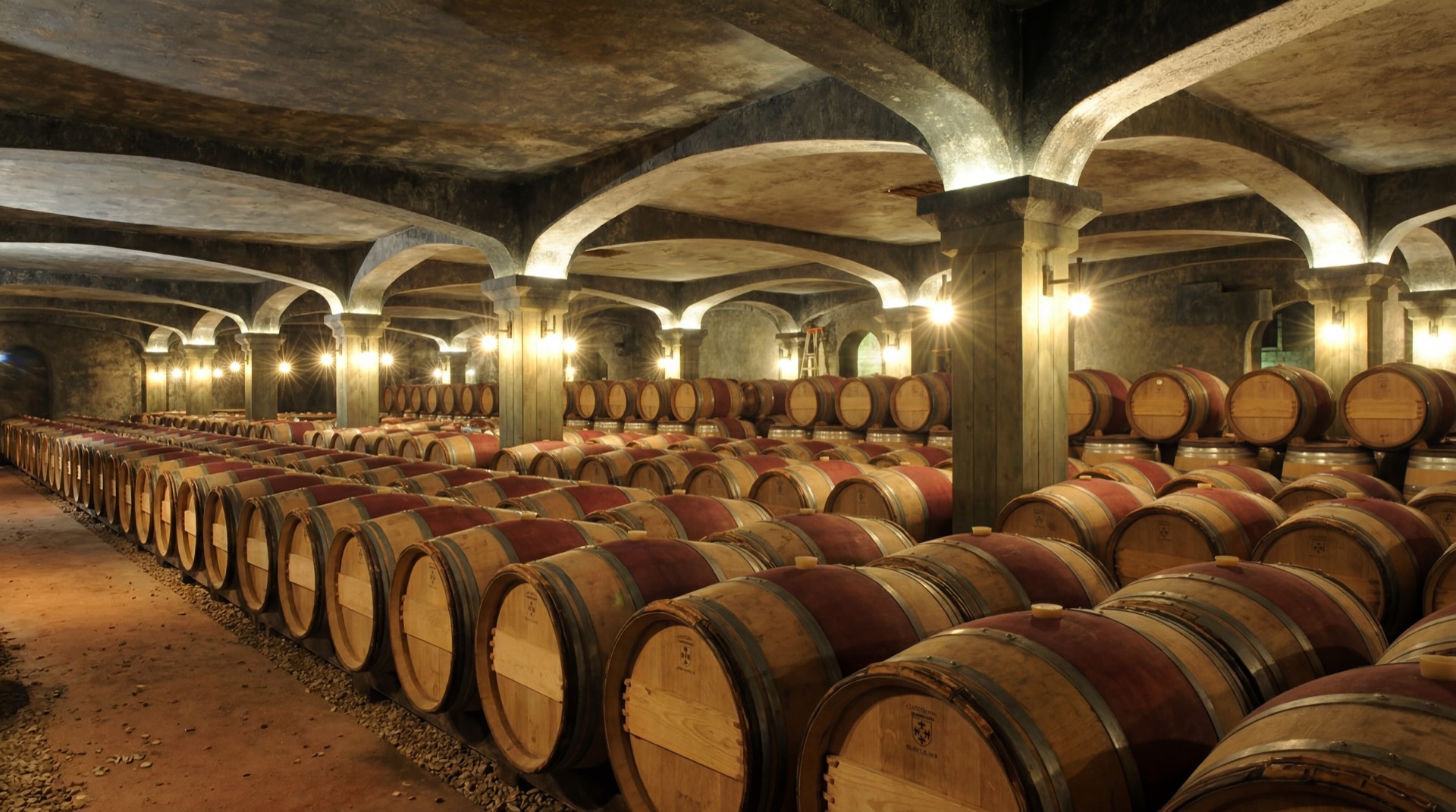 Chai à barriques de chêne d'un grand cru classé de Pessac-Léognan, visite cave en chauffeur privé VTC depuis Bordeaux 20 minutes